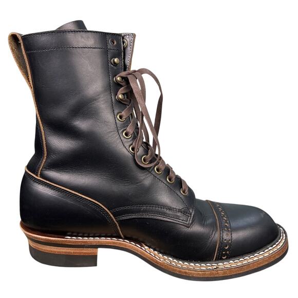 Crush on Retro Men’s Black Leather Cap Toe Sevice Boot Size 44 US 11 main image 4